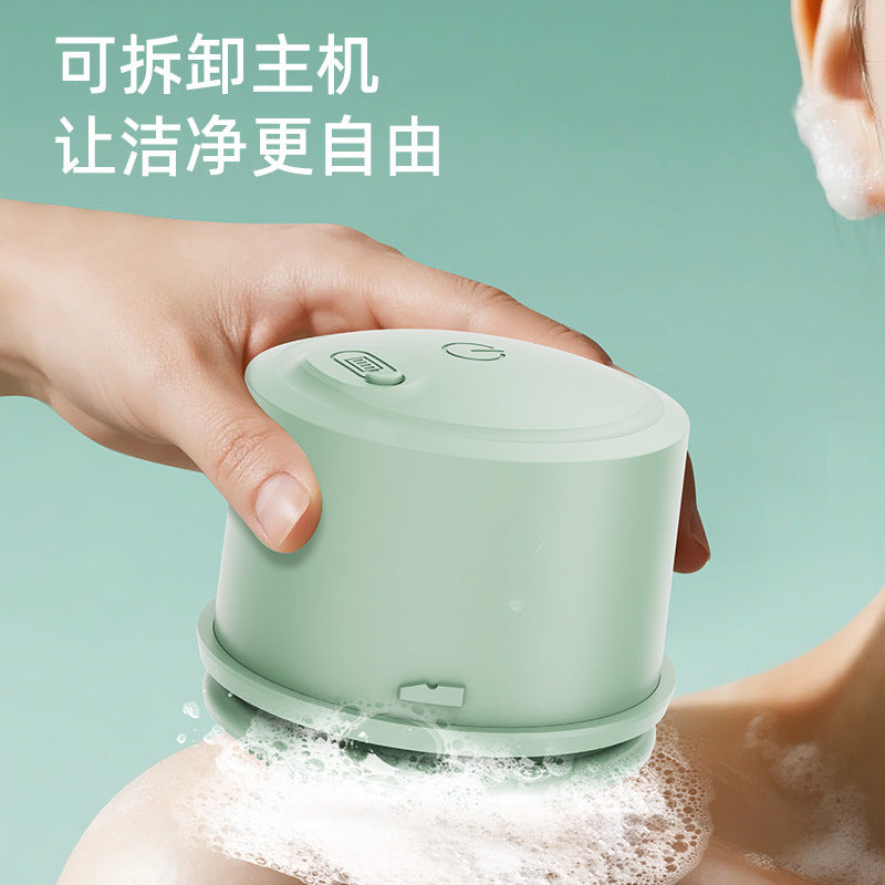 Electric Double-Handle Rotating Bath Massage Brush, Fully Automatic Back Scrubber, Exfoliating Bath Brush, Cleansing Device