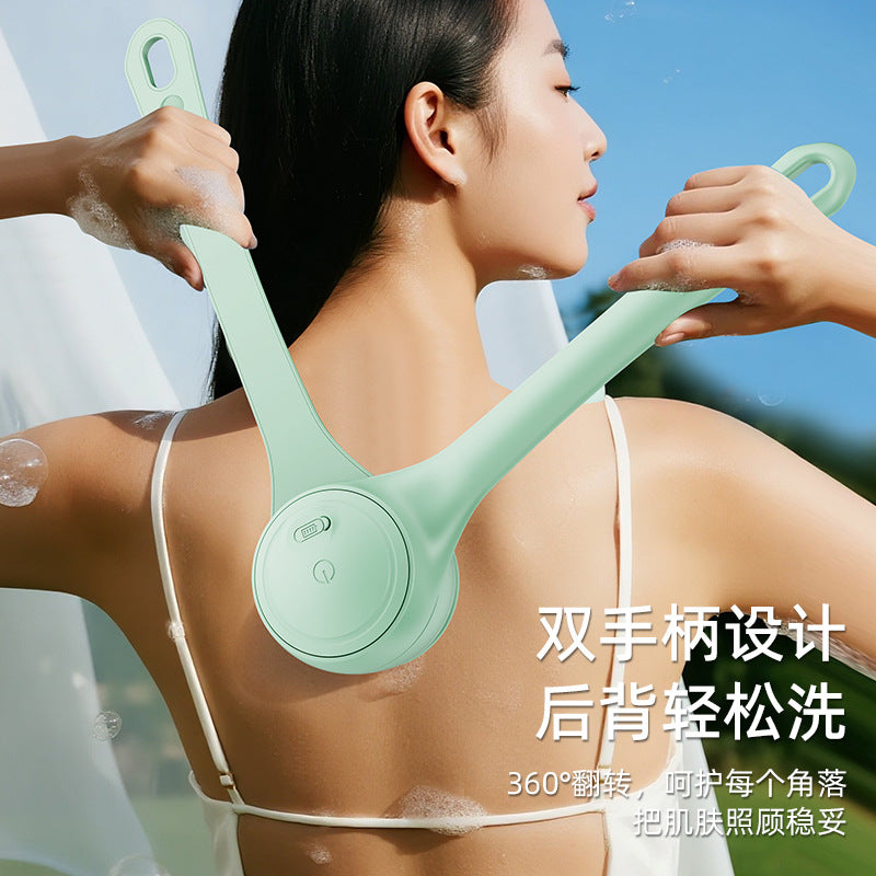 Electric Double-Handle Rotating Bath Massage Brush, Fully Automatic Back Scrubber, Exfoliating Bath Brush, Cleansing Device